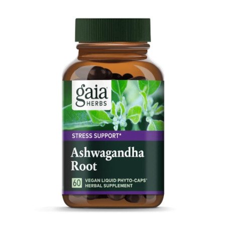 Gaia Herbs kosttillskott kapslar med Ashwagandha extrakt och torkad rot